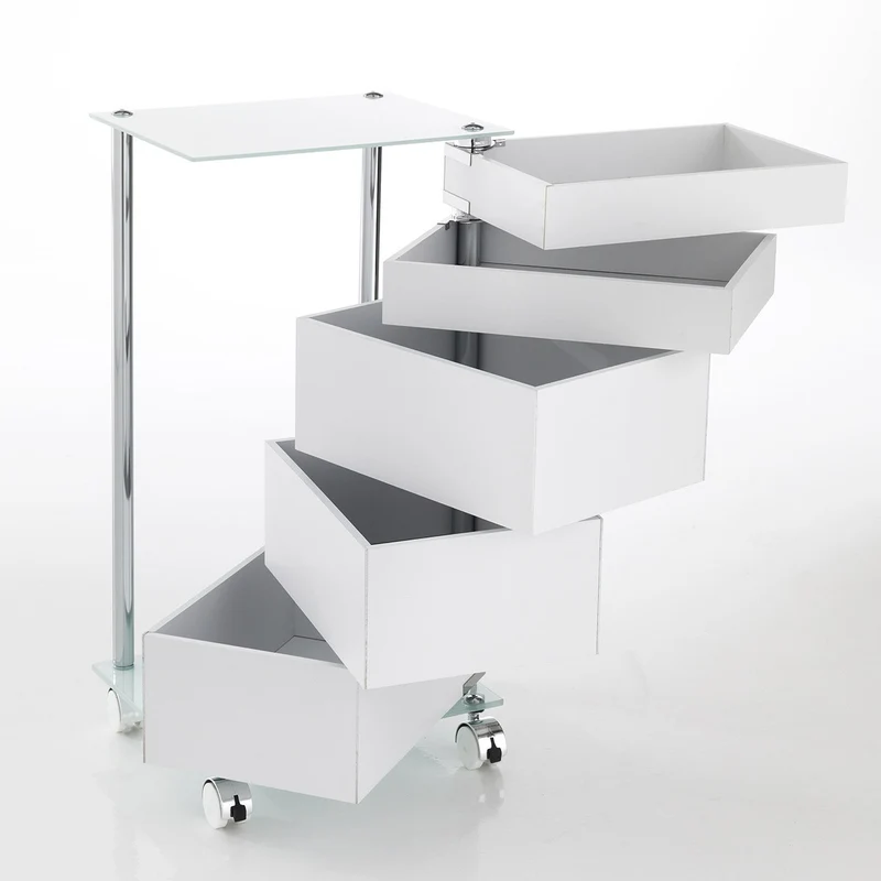 Cassettiera girevole moderna con ruote 5 cassetti in legno per ufficio cm 38x31x74h