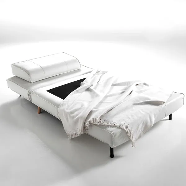 Poltrona letto moderna rivestita in similpelle bianca cm 100x85x80h