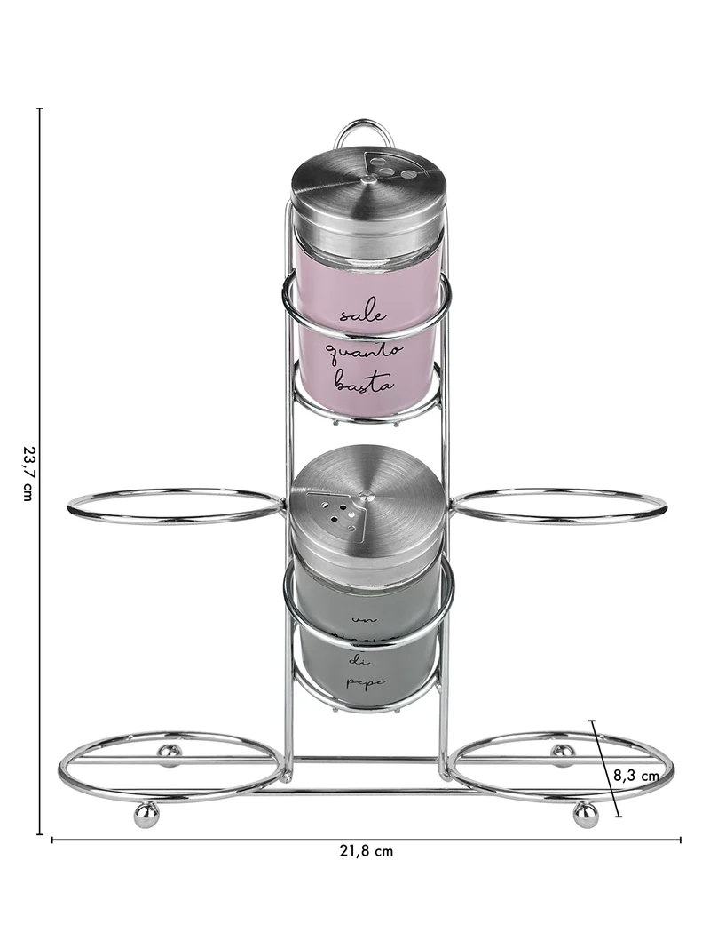 Set Condimento 4 Pezzi Olio Aceto Sale Pepe Vetro Acciaio Il Gruppone