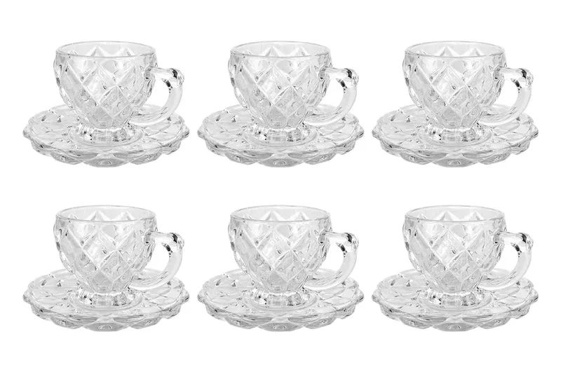 Set 6 Tazzine Caffè 100 ml in Vetro con Piattino Modello Coplenza Il Gruppone