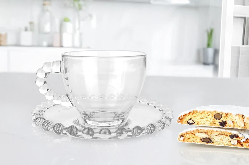 Set 6 Tazzine Caffè 85 ml in Vetro con Piattino Modello Amburgo Il Gruppone