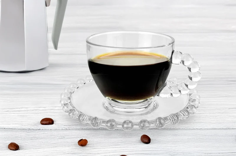 Set 6 Tazzine Caffè 85 ml in Vetro con Piattino Modello Amburgo Il Gruppone