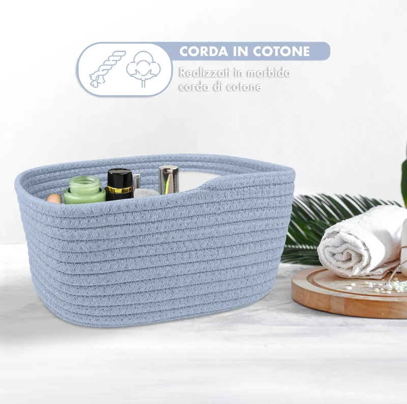 Set 4 Cestini in Corda di Cotone Tinta Unita Design Moderno ed Elegante Il Gruppone