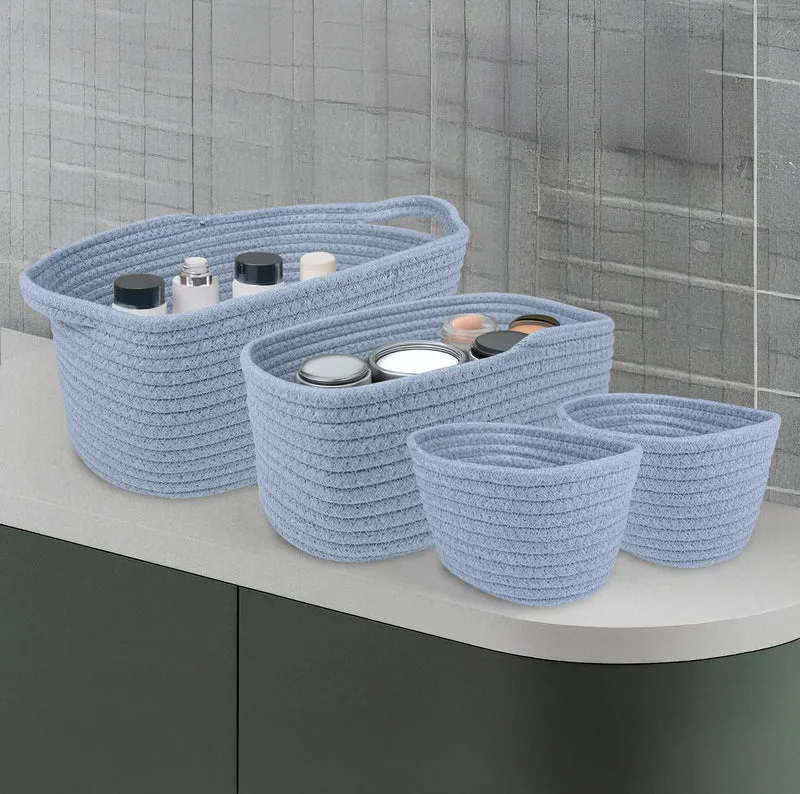Set 4 Cestini in Corda di Cotone Tinta Unita Design Moderno ed Elegante Il Gruppone