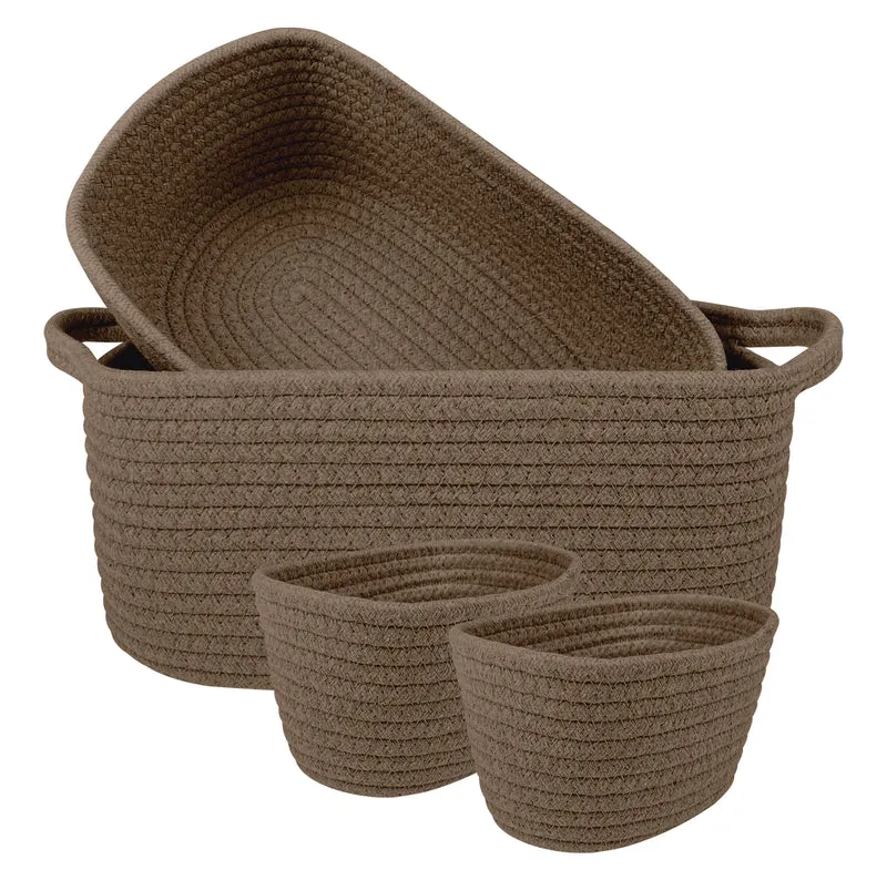 Set 4 Cestini in Corda di Cotone Tinta Unita Design Moderno ed Elegante Il Gruppone
