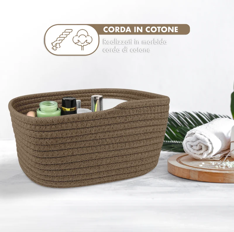 Set 4 Cestini in Corda di Cotone Tinta Unita Design Moderno ed Elegante Il Gruppone