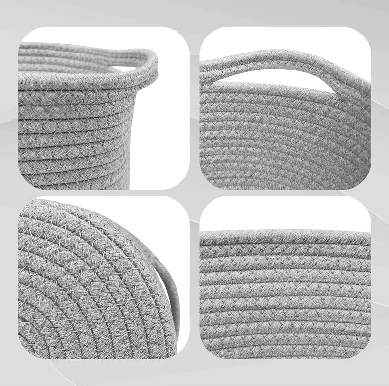 Set 4 Cestini in Corda di Cotone Tinta Unita Design Moderno ed Elegante Il Gruppone