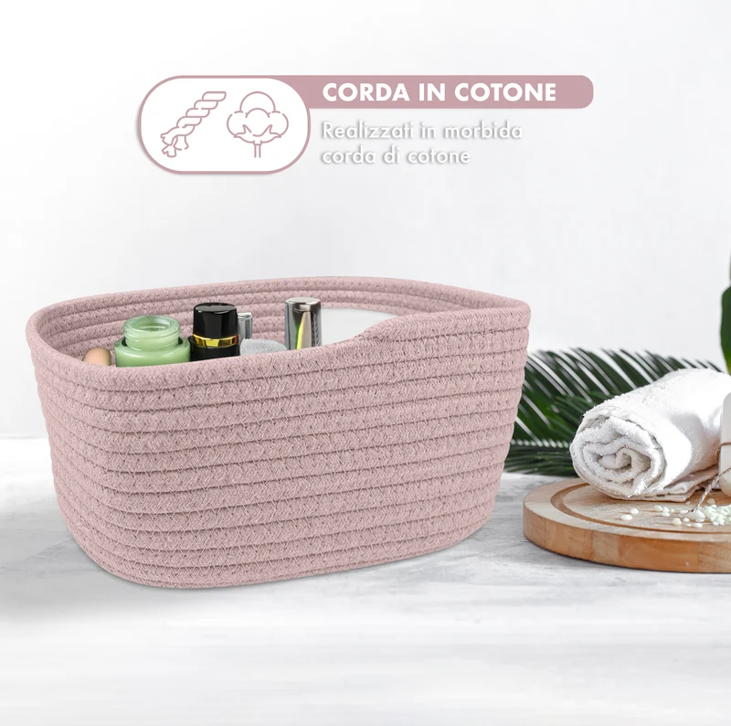 Set 4 Cestini in Corda di Cotone Tinta Unita Design Moderno ed Elegante Il Gruppone