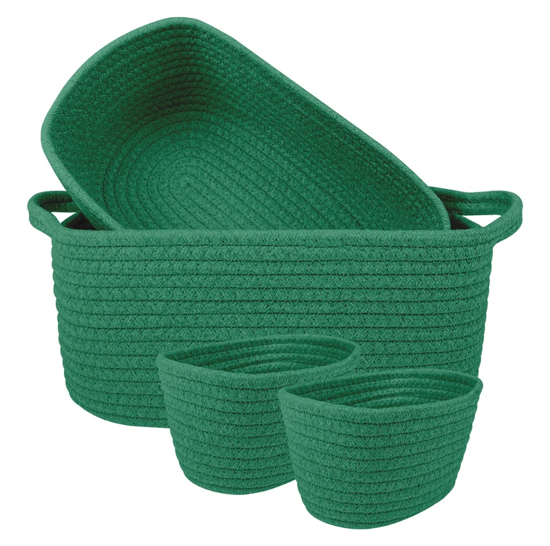 Set 4 Cestini in Corda di Cotone Tinta Unita Design Moderno ed Elegante Il Gruppone