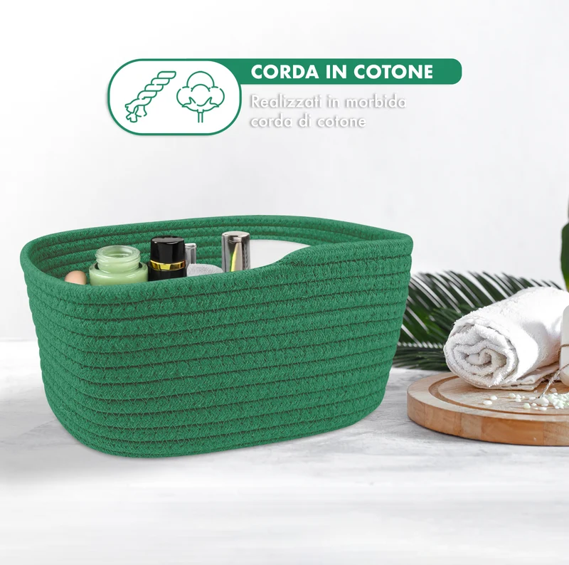 Set 4 Cestini in Corda di Cotone Tinta Unita Design Moderno ed Elegante Il Gruppone
