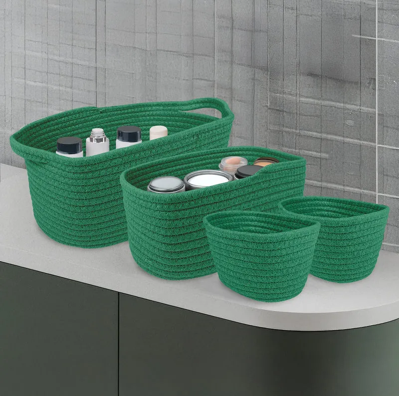 Set 4 Cestini in Corda di Cotone Tinta Unita Design Moderno ed Elegante Il Gruppone