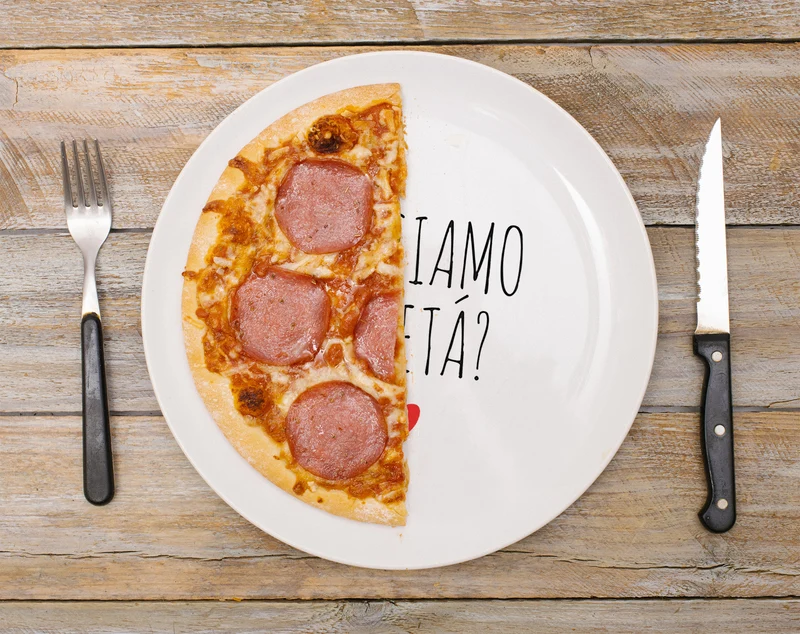 Set 6 Piatti Pizza Decorati con Scritte in Porcellana Ø31 cm Il Gruppone