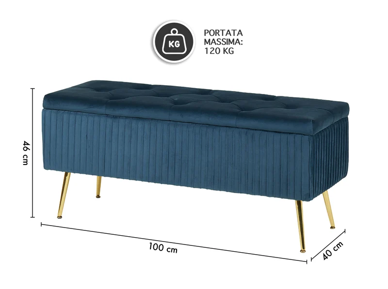 Panca Imbottita Divanetto In Velluto Contenitore Pouf Grande XXL Il Gruppone