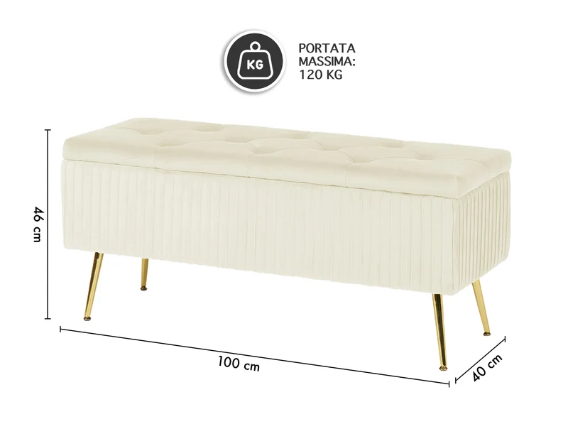 Panca Imbottita Divanetto In Velluto Contenitore Pouf Grande XXL Il Gruppone