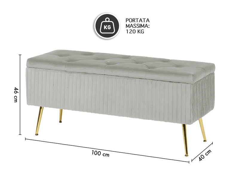 Panca Imbottita Divanetto In Velluto Contenitore Pouf Grande XXL Il Gruppone