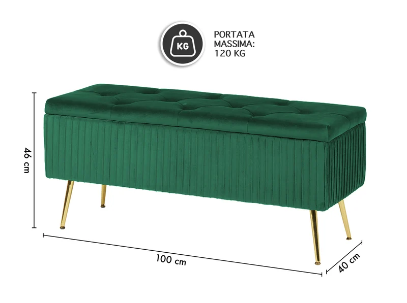 Panca Imbottita Divanetto In Velluto Contenitore Pouf Grande XXL Il Gruppone