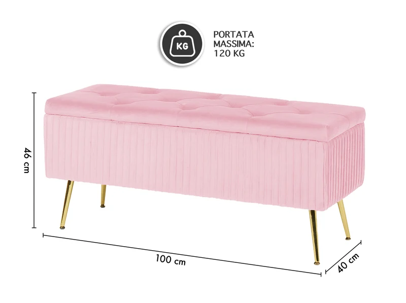 Panca Imbottita Divanetto In Velluto Contenitore Pouf Grande XXL Il Gruppone