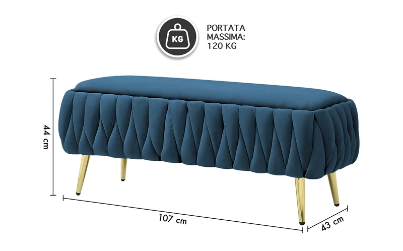 Panca Imbottita Divanetto In Velluto Contenitore Pouf Grande XXL Intrecciato Il Gruppone