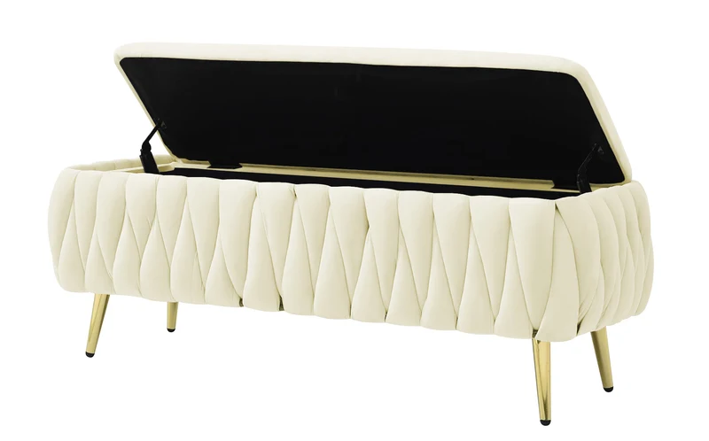 Panca Imbottita Divanetto In Velluto Contenitore Pouf Grande XXL Intrecciato Il Gruppone