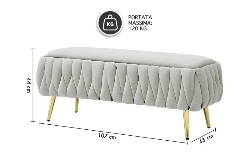 Panca Imbottita Divanetto In Velluto Contenitore Pouf Grande XXL Intrecciato Il Gruppone