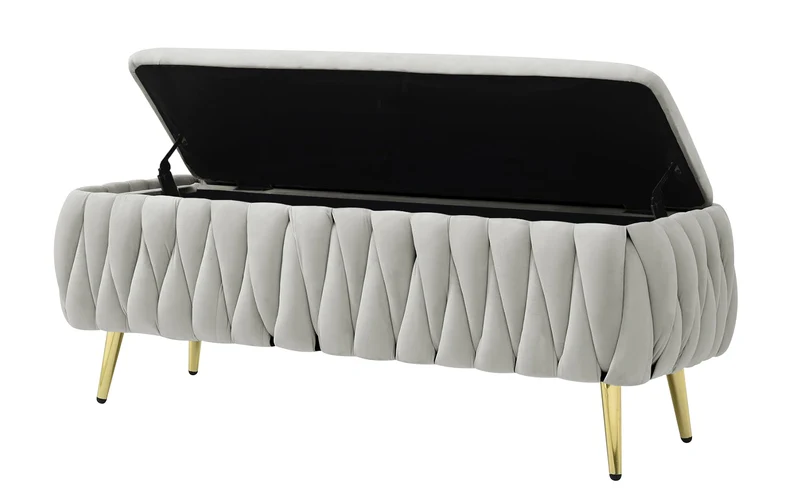 Panca Imbottita Divanetto In Velluto Contenitore Pouf Grande XXL Intrecciato Il Gruppone