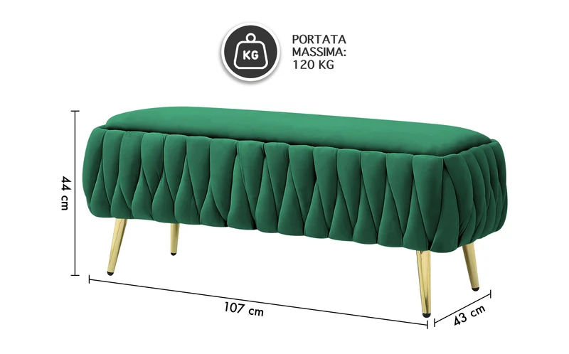 Panca Imbottita Divanetto In Velluto Contenitore Pouf Grande XXL Intrecciato Il Gruppone