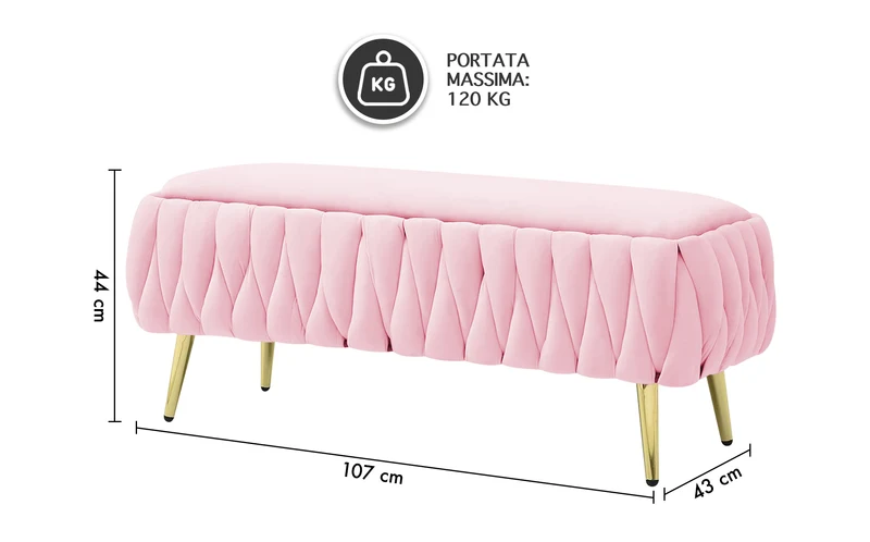 Panca Imbottita Divanetto In Velluto Contenitore Pouf Grande XXL Intrecciato Il Gruppone