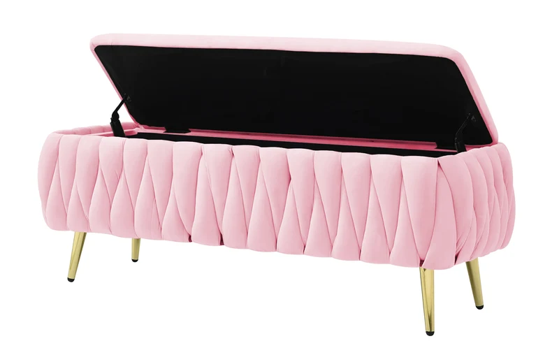 Panca Imbottita Divanetto In Velluto Contenitore Pouf Grande XXL Intrecciato Il Gruppone