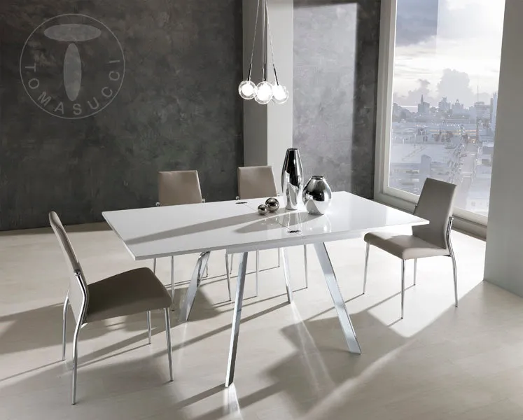 Tavolo di design mdf bianco allungabile a libro per soggiorno