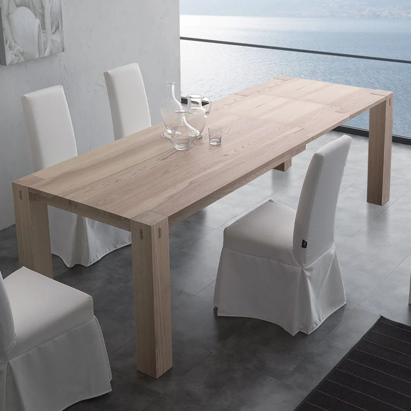 Factory - Tavolo pranzo legno massello allungabile cm 160/210/260x90x77h