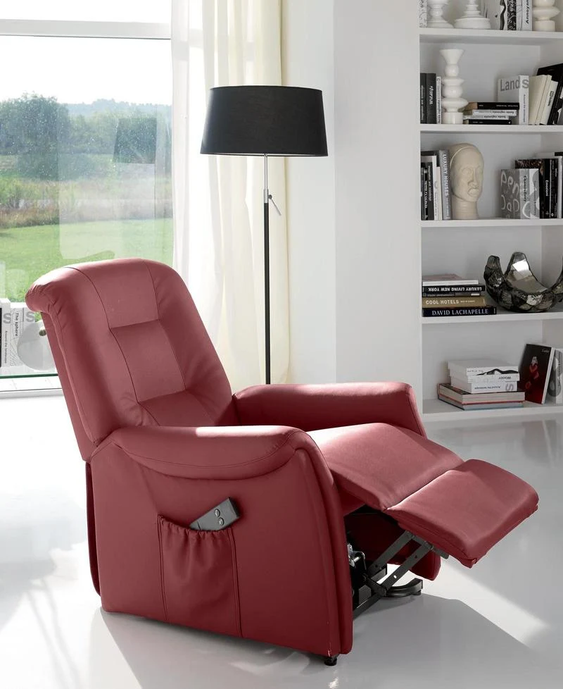 Poltrona relax con alzapersona e schienale reclinabile in ecopelle - vari colori