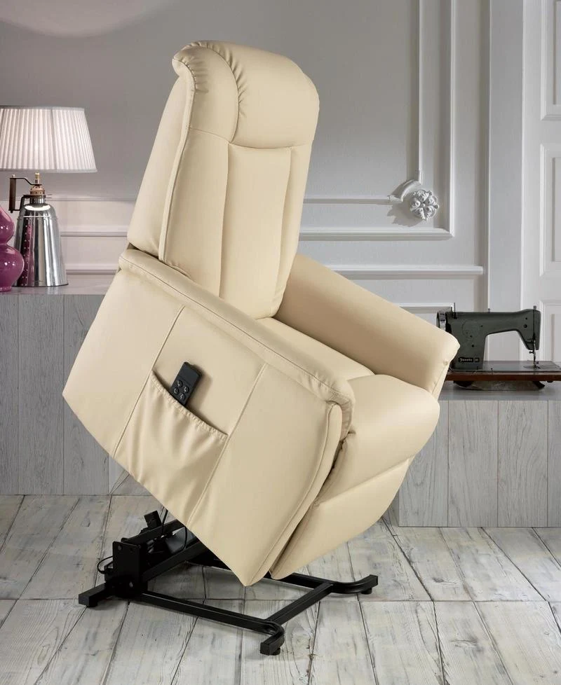 Poltrona relax design da salotto elevatore reclinatore pediera elettrici similpelle - vari colori