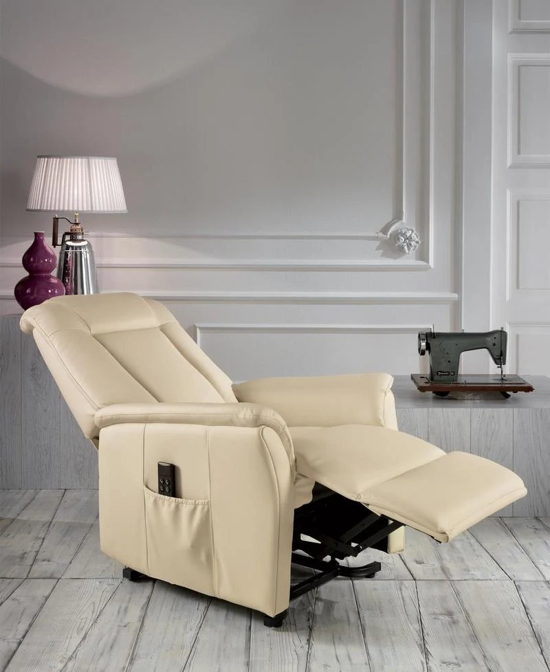 Poltrona relax design da salotto elevatore reclinatore pediera elettrici similpelle - vari colori