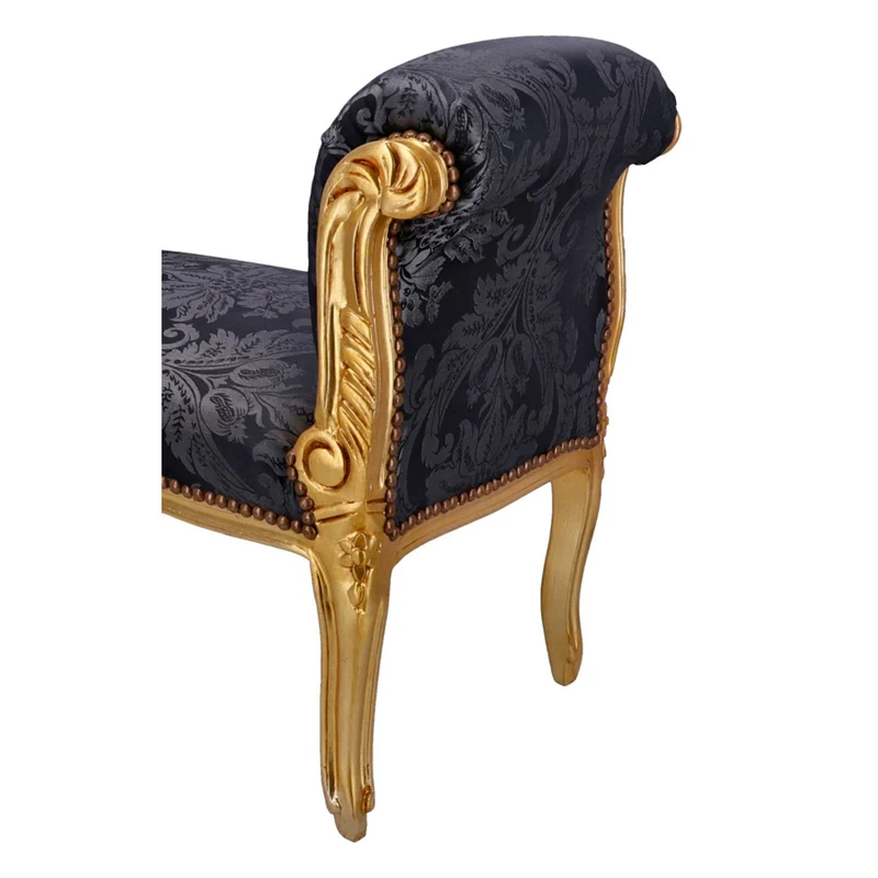 Divanetto da camera barocco in legno color oro tessuto in foglie cm 90x45x70h - vari colori