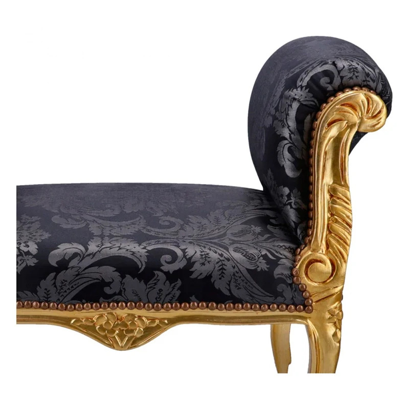 Divanetto da camera barocco in legno color oro tessuto in foglie cm 90x45x70h - vari colori