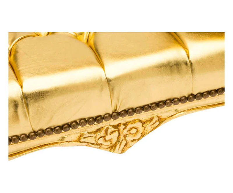 Panca barocco da camera o ingresso in legno color oro seduta in ecopelle cm 90x45x70h - vari colori