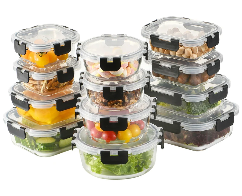 24 Pezzi Contenitori Ermetici Per Alimenti In Vetro Borosilicato 12 Contenitore 12 Coperchi Antiperdita Il Gruppone