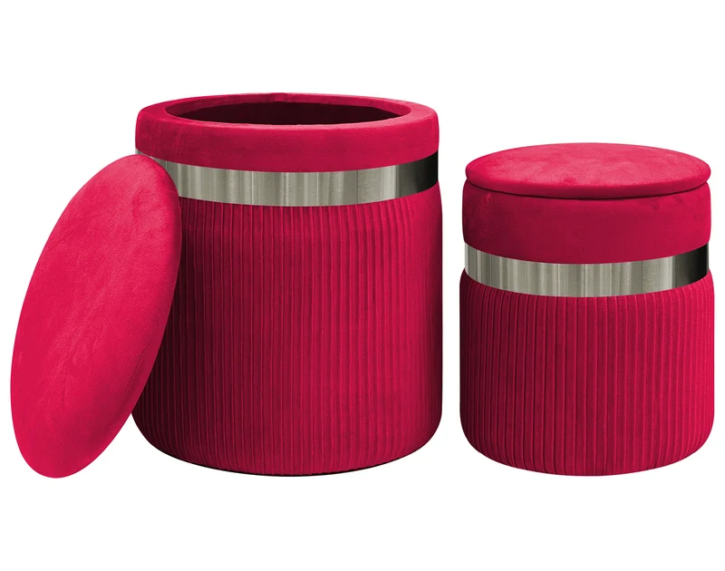 Set Di 2 Pouf Contenitori In Velluto Design Moderno Poggiapiedi Il Gruppone