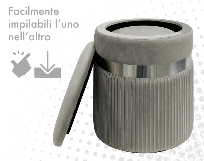 Set Di 2 Pouf Contenitori In Velluto Design Moderno Poggiapiedi Il Gruppone