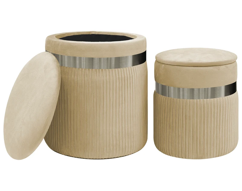 Set Di 2 Pouf Contenitori In Velluto Design Moderno Poggiapiedi Il Gruppone