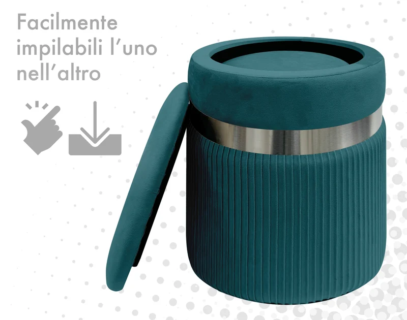 Set Di 2 Pouf Contenitori In Velluto Design Moderno Poggiapiedi Il Gruppone