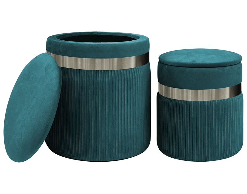 Set Di 2 Pouf Contenitori In Velluto Design Moderno Poggiapiedi Il Gruppone
