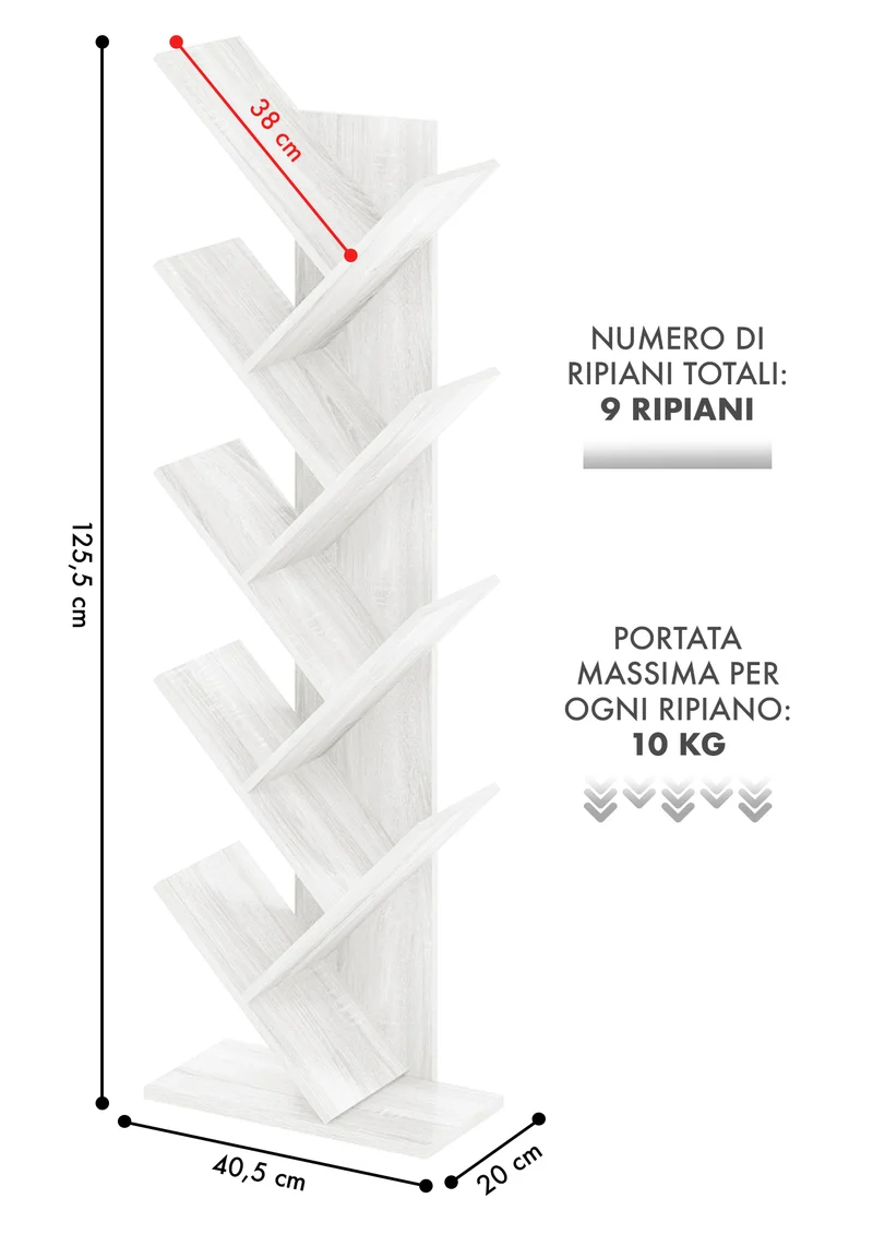 Liberia In Legno A Forma Ad Albero Scaffale 9 Ripiani Salvaspazio Il Gruppone
