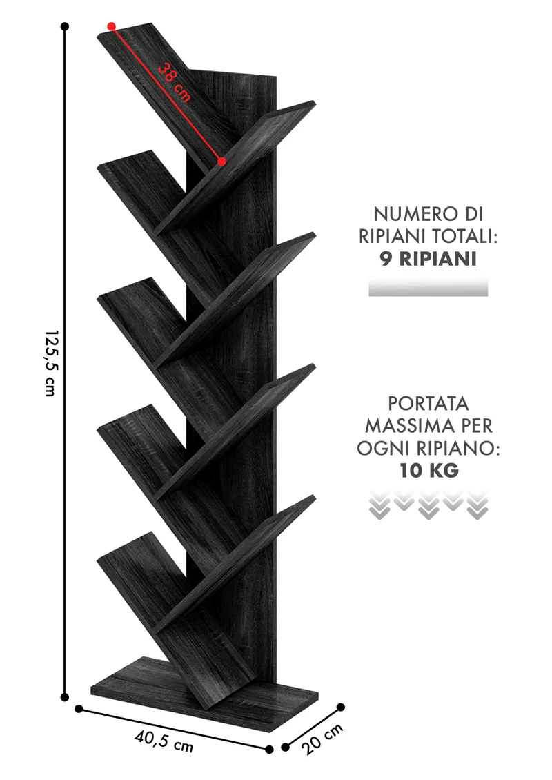 Liberia In Legno A Forma Ad Albero Scaffale 9 Ripiani Salvaspazio Il Gruppone
