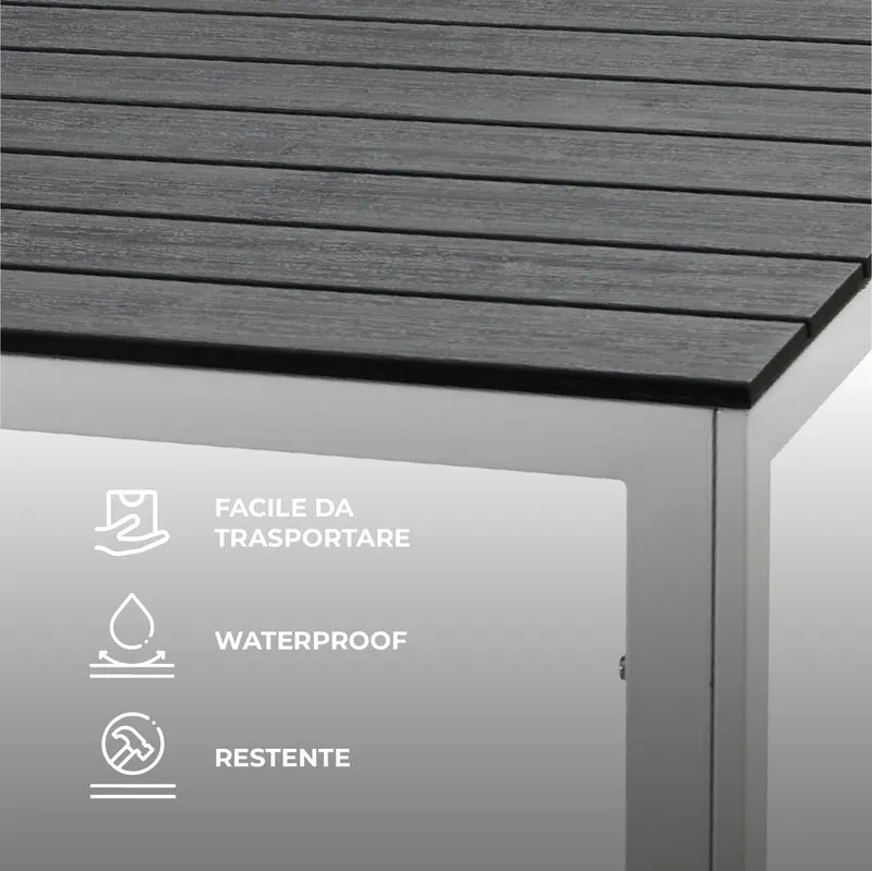 Tavolo da Esterno 6/8 Posti in Acciaio Inox e HDPE Effetto Legno Il Gruppone