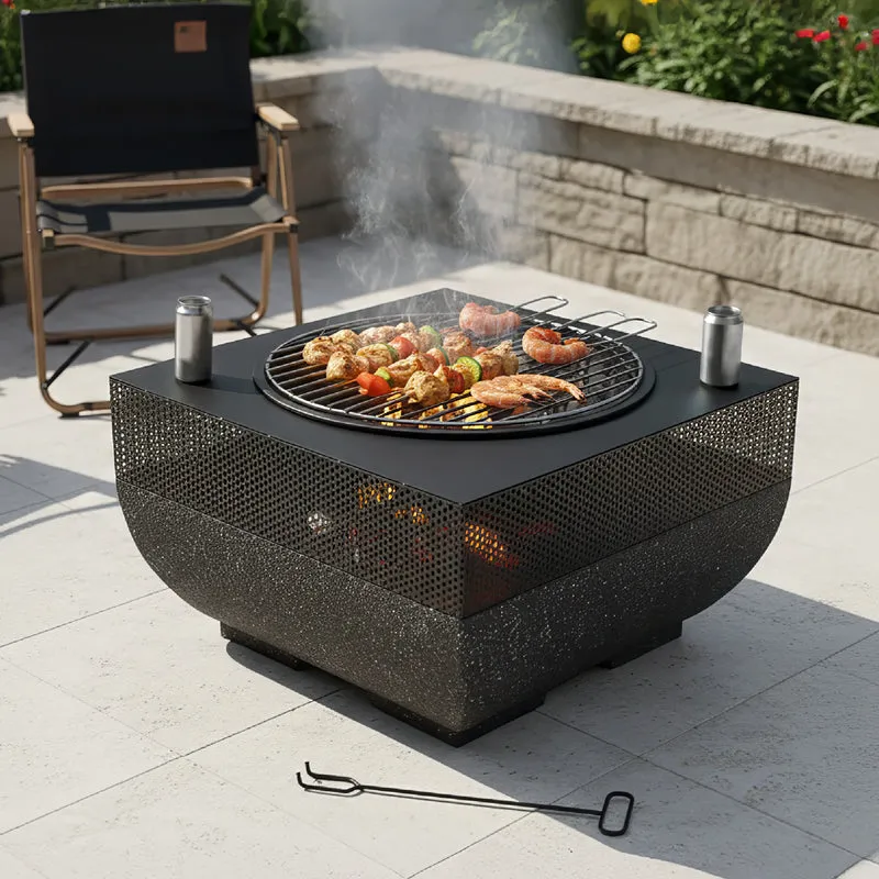 Braciere BBQ 2 in 1 da Esterno – Scalda e Cucina con Griglia Inclusa in Acciaio Il Gruppone