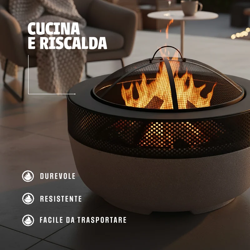 Braciere BBQ 2in1 con Griglia Inclusa MGO + Ferro Verniciato a Polvere Il Gruppone