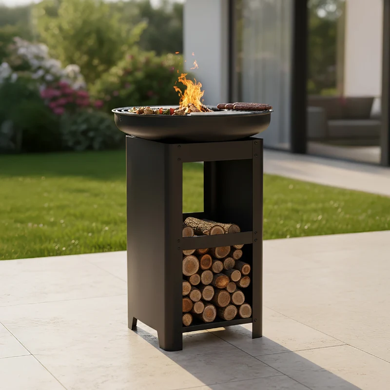 Barbecue a Legna e Carbonella con Cottura a Piastra e Griglia Ø58 cm Il Gruppone