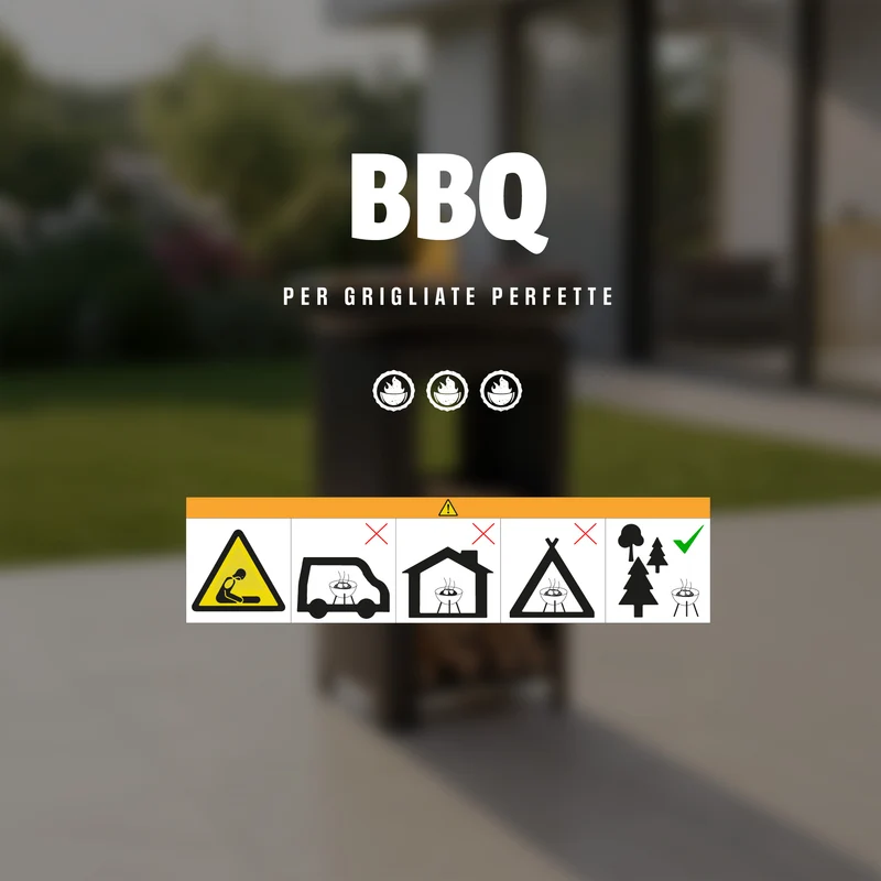 Barbecue a Legna e Carbonella con Cottura a Piastra e Griglia Ø58 cm Il Gruppone