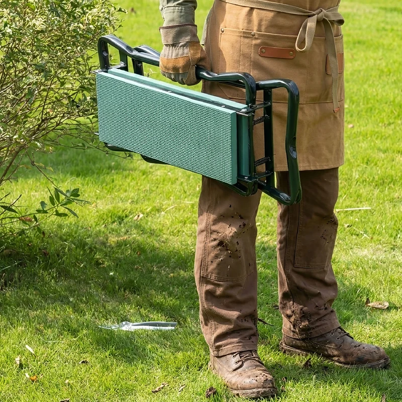 Sgabello Inginocchiatoio da Giardino Pieghevole con Tasche Porta Attrezzi Il Gruppone
